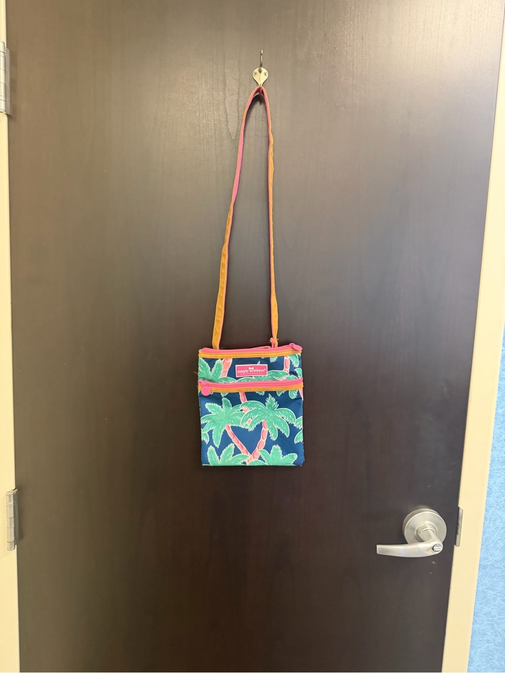 Simply Southern Navy Crossbody Bag with Pink & Green Palm Print